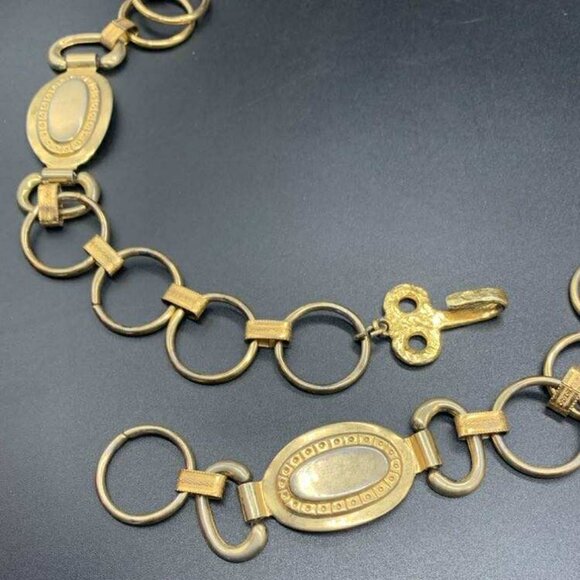 VTG Signed Zentall Gold Tone Metal Chain Link Belt main image 5